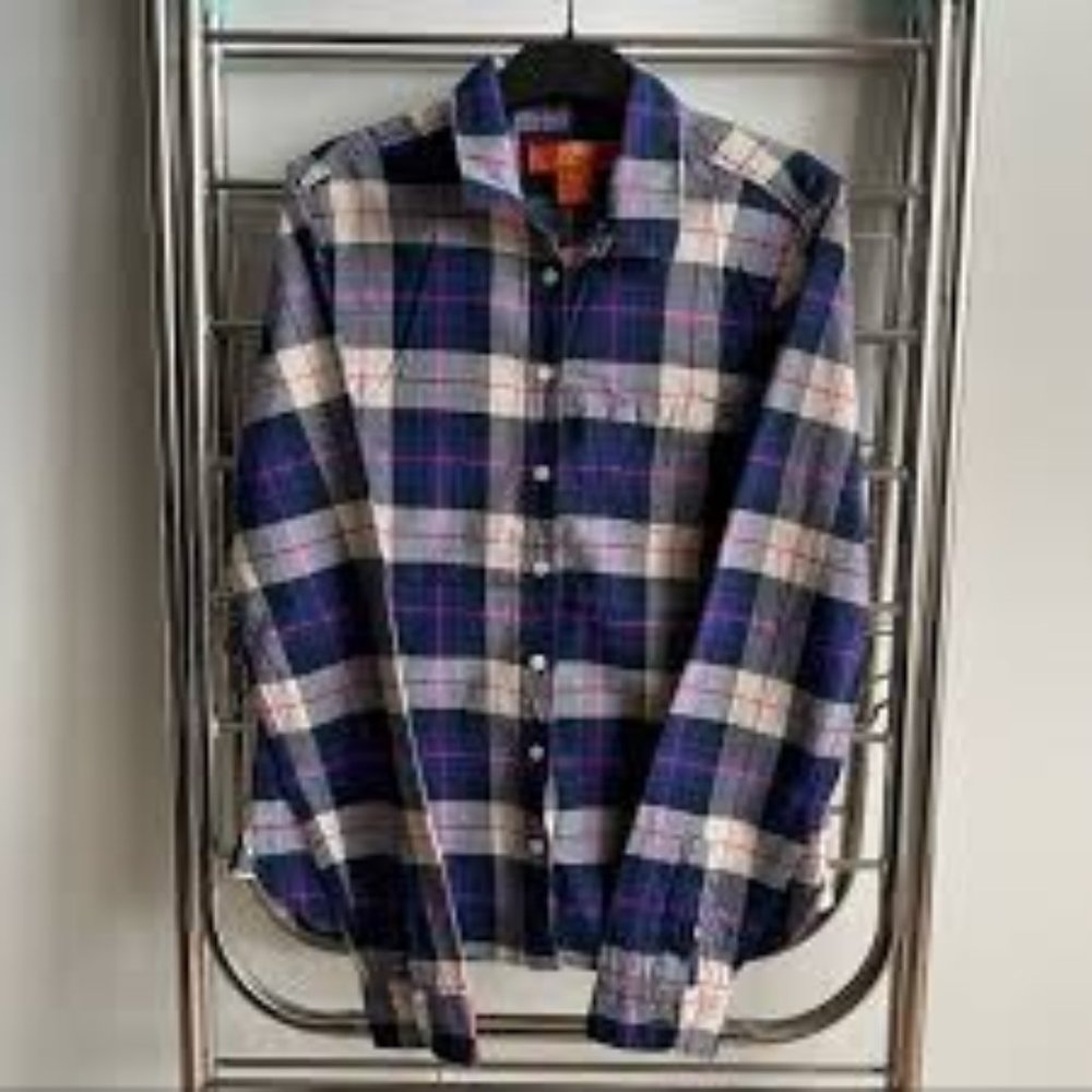 🔴JOE Fresh Purple Plaid Flannel Purple/white Check Long Sleeve Shirt - Size L